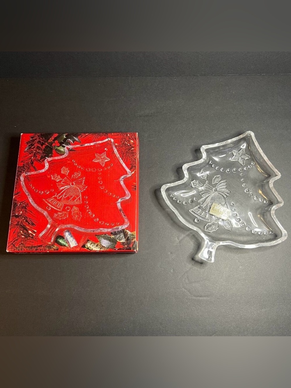 Mikasa WY158/502 Clear Crystal Christmas Tree Shaped Candy Dish Plate 7"